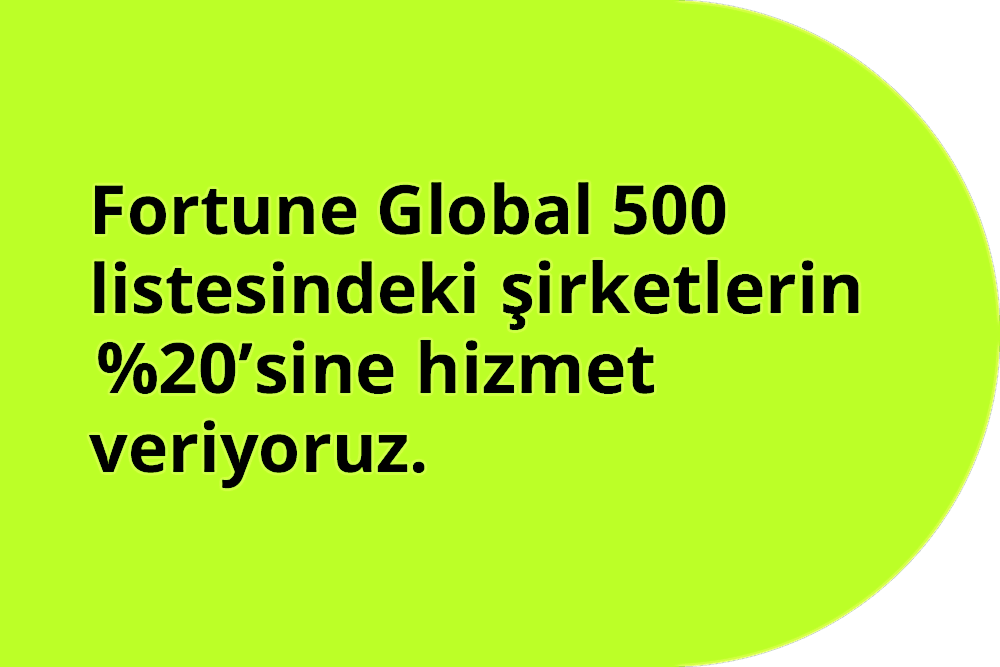 Fortune Global 500 listesindeki sirketlerin %20'sine hizmet veriyoruz.